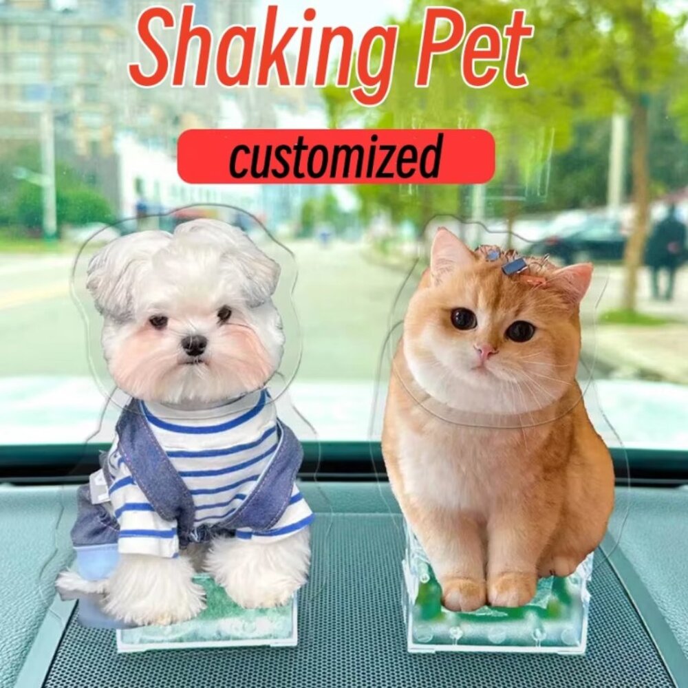 personalized Shake head pet decor plastic Car home decoration solar battery dual